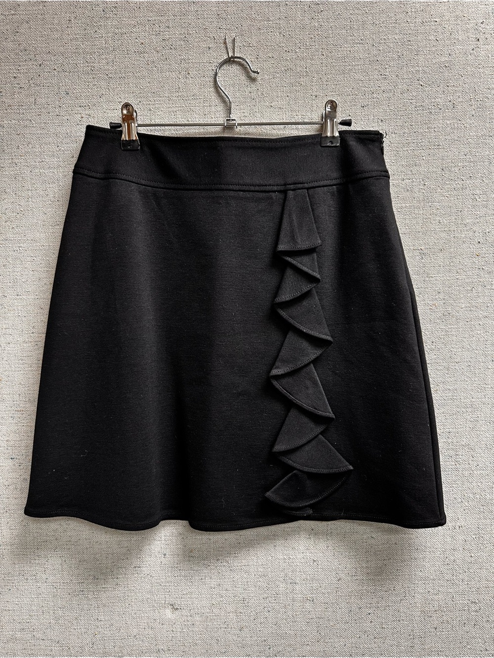 White House Black Market - Black Ruffle-Trim A-Line Skirt